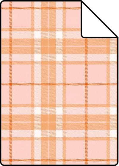 Proefstaal ESTAhome behang ruiten roze en oranje - 26.5 x 21 cm - 132024-S