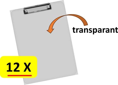 12 x Klembord Office Basics - Acryl - transparant - A4 - 23 x 31cm
