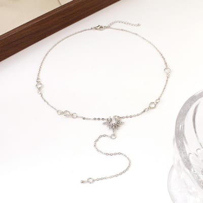 Collier en Y mode femmes long pompon tournesol collier bijoux cadeau white