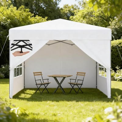 Aufun Pop-up paviljoen, 2,5 x 2,5 m, waterdicht, winterbestendig, stabiel, uv-bescherming, vouwpaviljoen met zijwanden, partytent, opvouwbaar, voor tuin, camping, bruiloft, binnenplaats, in hoogte