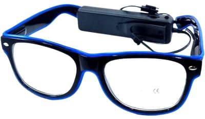 Doppler R&B LED Partybril – Blauw – UV400 Neon - Batterij-Aangedreven Feestbril - Techno Party Glasses - Men & Women - Lichtgevende Bril - Bril met LED verlichting - Bril met Licht - Perfect voor Feesten & Bruiloften & Koningsdag