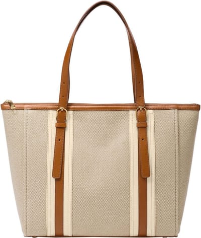 FOSSIL Shopper Schoudertas Carlie Tote Natural Brown Beige
