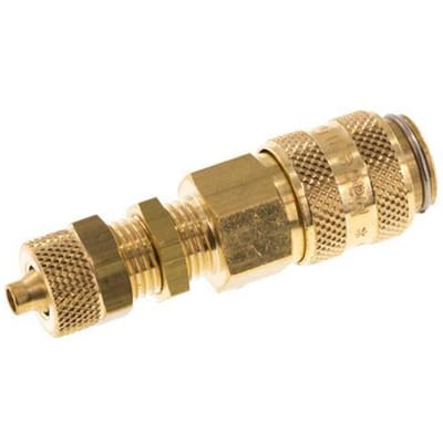 Messing DN 5 Luchtkoppeling Snelkoppeling 4x6 mm Push-On Schotkoppeling - CLS5-NB-B-4