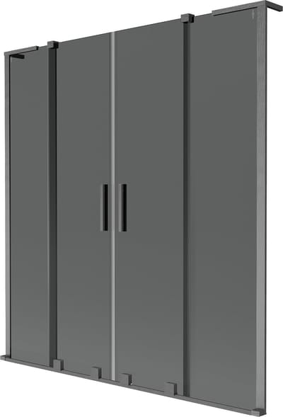 Mexen Velar L Duo badwand 2-delige schuifwand 140 x 150 , grafiet, geborsteld pistoolgrijs - 896-140-003-42-66