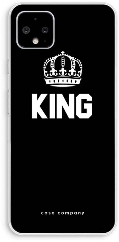 Case Company® - Hoesje geschikt voor Google Pixel 4 XL hoesje - King zwart - Soft Cover Telefoonhoesje - Bescherming aan alle Kanten en Schermrand