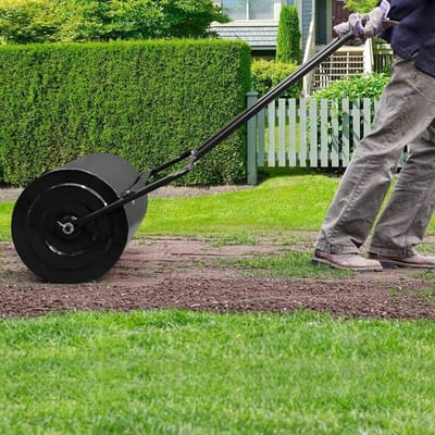 Graszodenrol - Tuinwals - Gazon Egaliseren - Vulbaar met water zand - 495 cm breed - Zwart