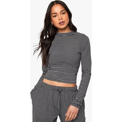 boohoo Dames Gestreepte lange mouw top | Black | Maat: 6