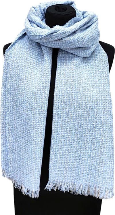 Lange Warme Sjaal - Zilver Accent - Blauw - 195 x 63 cm (2472#)