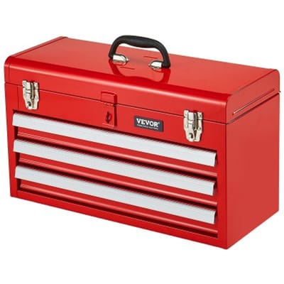 VEVOR Gereedschapskist 520 x 218 x 304 mm, Gereedschapskist met 3 laden, Gereedschapskoffer met EVA-inzetstukken, Kogelgelagerde ladesloten & Poedercoating, Gereedschapsorganizer, Rood