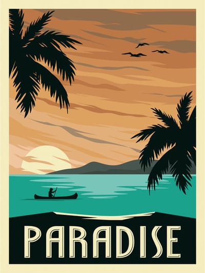 Schilderen op Nummer Set - Paradise Poster - incl. Verf & Penselen - 30x40cm