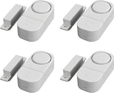 4x Draadloze Mini-Alarmen Set met Bewegingssensor - 4 Stuks  - 95 dB - Inclusief Batterijen en Montageset | Pakket van 4 Magnetische Deur en Raam Sensor Alarmsystemen | Woningbeveiliging | Waarschuwings Alarm Tegen Inbrekers en Indringers