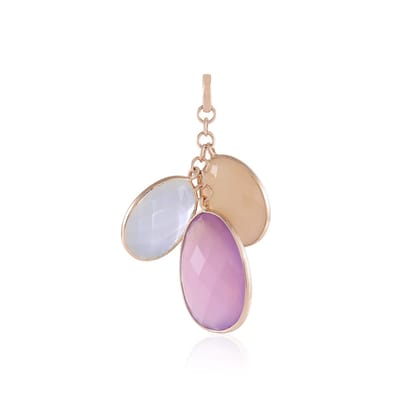 Cavill - Zilveren hanger 925 Sterling met rosé verguld - Lavendel Chalcedoon 12,6 ct en Maansteen 13,5 ct - Luxe edelsteen hanger
