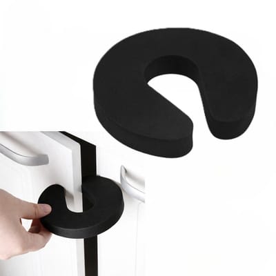 2 Stuks Deurstoppers – Deurstopper – Deurbescherming - Deurklink bescherming - Baby En kind deurbeschermers - Kinderbeveiliging vingers - Zwart - LOUZIR