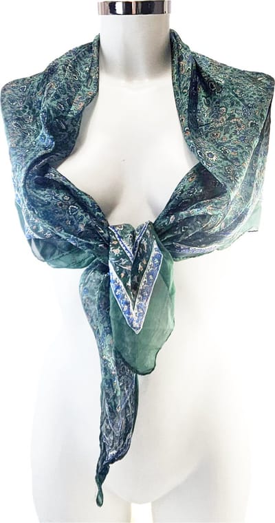 BamBella ® - Sjaal -100 % zijde sjaaltje - Buikdans feest kant omslag doek hoofddoek groen