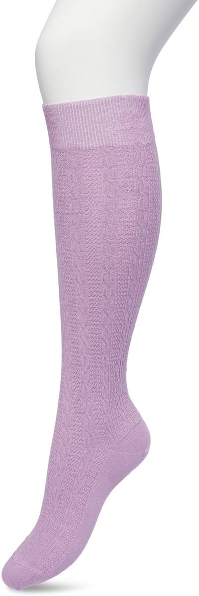 Bonnie Doon Bio Kabel Kniekousen Dames Lila maat 36/42 - Klassiek Kabel patroon - Biologisch Katoen - Ultiem comfort - Classic Cable Knee High - OEKO-TEX - Gladde Naden - Duurzaam Huidvriendelijk Bio Katoen - Licht Paars - Lavender Mist - BP211507.14