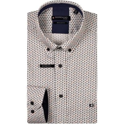Giordano Overhemd Ivy Mini Graphic Pattern Satin Subtle Stretch Oranje-Multi / male