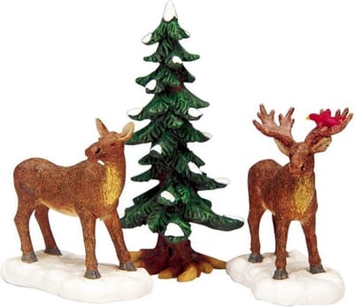 Lemax - Mr And Mrs Moose -  Set Of 3 - Kersthuisjes & Kerstdorpen