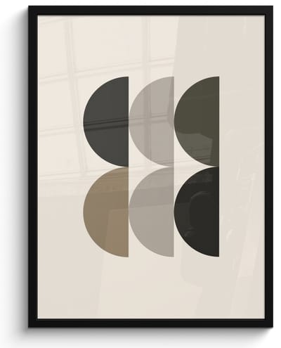 Poster in lijst - Fotolijst 60x80 cm - Posters - Halve cirkels - Aardetinten - Grafisch - Posterlijst zwart - Decoratie - Wanddecoratie woonkamer - Muurdecoratie slaapkamer