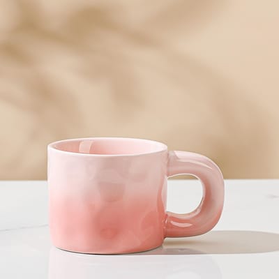 Hoogwaardige Keramische Kop Verloop Parelmoer Kleurrijk Gehamerd Patroon Handvat Mok Kantoor Waterkop Koffiekop 300ml