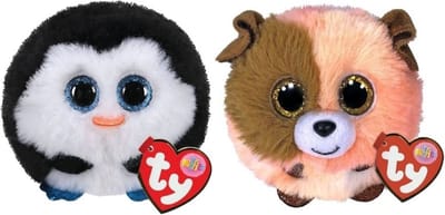 Ty - Knuffel - Teeny Puffies - Waddles Penguin & Mandarin Dog