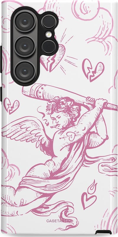 Casetastic Hoesje Geschikt voor Samsung S23 Ultra - Stijlvolle Beschermende Duo-layer Case - Engel Roze Liefde
