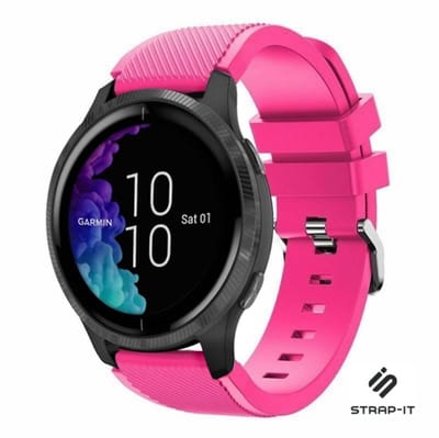 Strap-it Smartwatch siliconen bandje - geschikt voor Garmin Venu / Venu SQ / Vivomove HR / Forerunner 245 / 570 - 42mm / 645 - knalroze