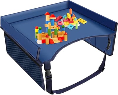 Reisbakje Kinderen - Opvouwbaar Tafelblad - Auto Vliegtuig - Verstelbare Bandjes - 40x32x20cm - Blauw
