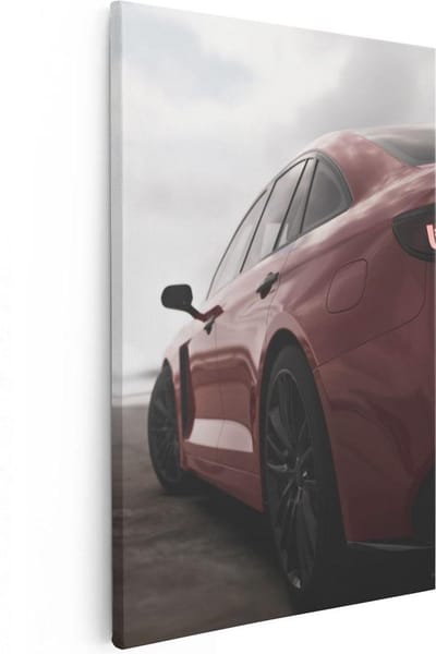Artaza Canvas Schilderij Sportauto - 20x30 cm - Klein - Muurdecoratie Auto - Wanddecoratie Mancave - Kamer Accessoires Rood