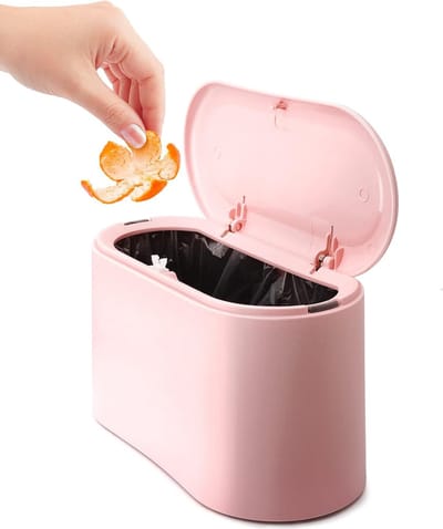 Prullenbak - Prullenbakje met Sensor - Stevig - Aanrecht Afvalbakje - Mini Prullenbak - Desktop - Tafelafvalemmer - Plastic vuilnisemmer - Badkamer Afvalbakje - Recycle Afvalbak - Auto prullenbak - Roze - Kantoor Prullenbakken - Thuis / Kantoor