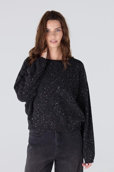 Jansen Amsterdam Anouk Trui Hk 151 Round Neckline Truien & vesten Dames - Sweater - Hoodie - Vest- Donkergrijs - Maat XS