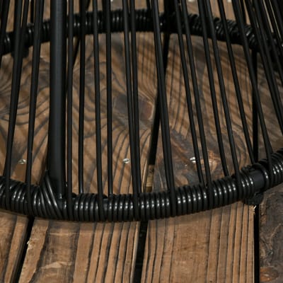 Wishdor - Bijzettafel - Rond - Boho - Voor Tuin En Balkon - PE-Rattan En Gehard Glas - Zwart - 40 x 40 x 42 cm