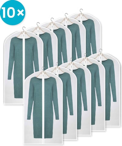 Kledinghoes - 10x Transparante Opbergtas - Kledingzak met Rits - Opbergzak voor Trouwjurk - 60x140cm