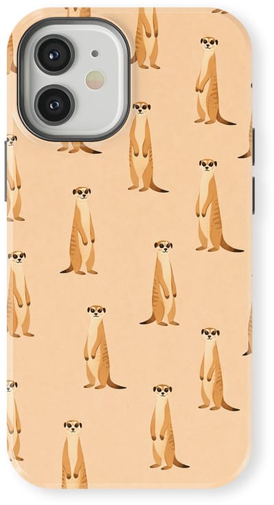 Safari Tough Case geschikt voor iPhone 12 Mini | Premium hoesje met Safari Dieren Design | Geschikt voor Mag | Dieren Print Backcover geschikt voor iPhone 12 Mini Stokstaartje
