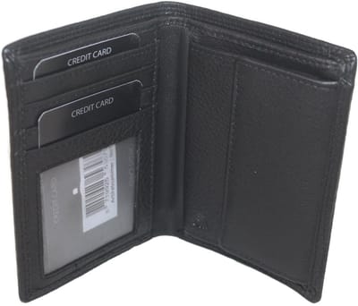 OI zwarte leren Billfold Hoog model 4+4 creditcards / zeer platte portemonnee / dunne beurs voor 8 pasjes / RFID SAFE / Zwart / anti skim / 151