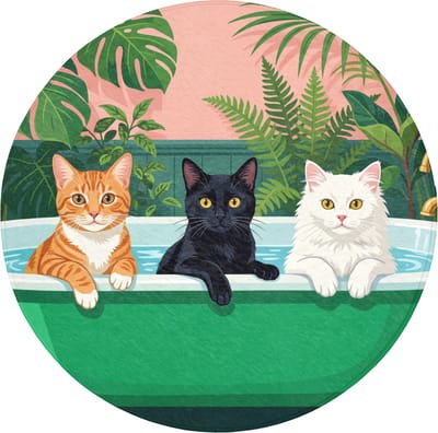 Badmat rond 70x70 cm - Antislip - Badkamer - Kattenparade - Kleurrijk - Badmatten voor badkamer - Badkamermat - Douchemat - Ronde badkamer mat
