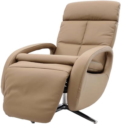 Relaxfauteuil MCW-L11, design TV-fauteuil TV-fauteuil relaxfauteuil, draaibare relaxfunctie, volledig leer ~ taupe
