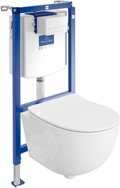 VILLEROY&BOCH ViConnect H112 Inbouwreservoir - LAVITA BRAVA Wit Rimless Wandcloset - Witte Drukplaat - Toiletset