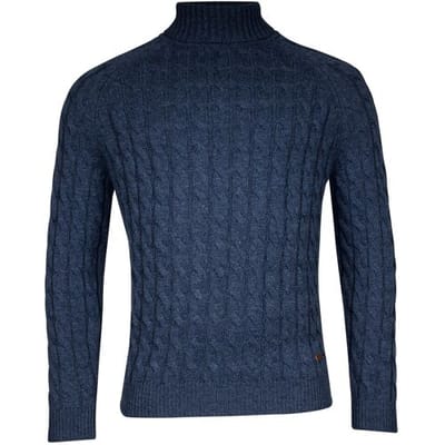 Baileys Trui Rollneck Lambswool Cable Knit Deep Denim Blue / male