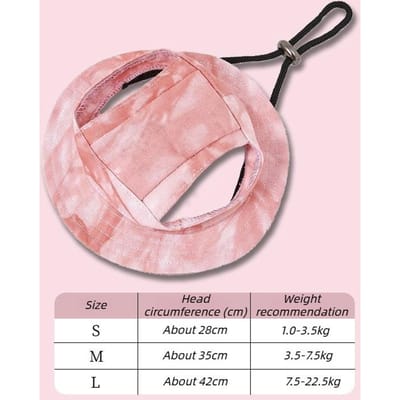 Chapeau pour chien réglable, casquette avec impression mignonne pour chiots et petites races, chapeau de protection solaire pour animaux de compagnie pour la promenade et les activités de plein air (Pink,M-advise 3.5-7.5kg) rose