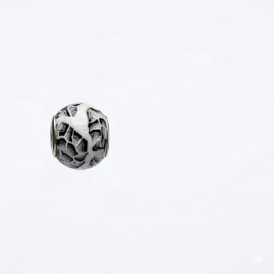 Quiges - Klei - Kraal - Bedels - Zwart - met - witte - kunst - Bead Past op alle bekende merken - armband