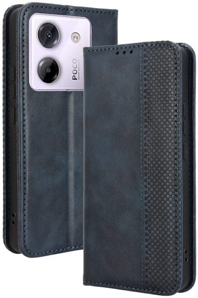 Coverup Hoesje - Geschikt voor Xiaomi Poco M7 Pro 5G Hoesje - Coverup Vintage Style Book Case - Blauw