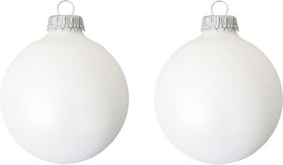 Krebs Kerstballen - 16x - satijn wit - glas - mat - 7 cm - Kerstversiering/kerstdecoratie