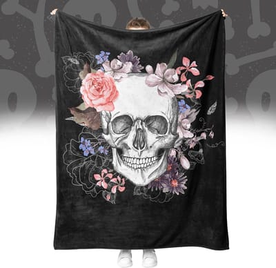 Dailygoods- Halloweendeken 150x200 cm - Flanellen Deken - Warmte - Schedelmotief - Knuffeldeken - Zacht en Ademend - Dekens
