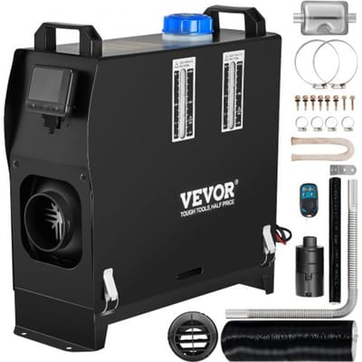 VEVOR 12V diesel auto brandstof aangedreven standkachel, 5-8KW diesel standkachel lucht diesel kachel, lucht diesel kachel voor auto camper vrachtwagen camper bus met afstandsbediening, zwarte LCD-schakelaar en 1 luchtuitlaat
