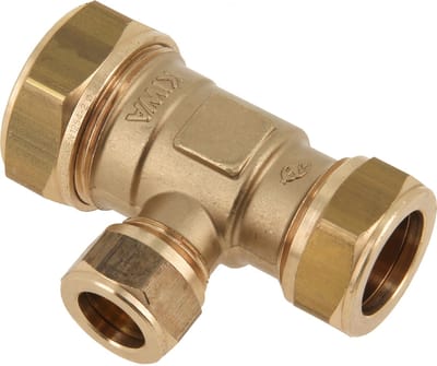 Bonfix messing knel T stuk verlopend 28x15x22mm gastec / kiwa