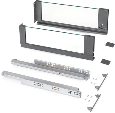 Emuca Outdoor Vertex 40kg glaszijdige lade 178mm hoog, 450mm diep, Staal en Aluminium en Glas, Antracietgrijs