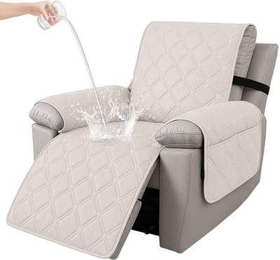 Hoes Voor Fauteuil, Relax Fauteuilbeschermer, Stoelbeschermer Voor Televisiestoel, Fauteuil Hoes Waterdicht, Bankhoes Voor Fauteuil, Hoes Voor Relaxstoel (1 Plaats, Beige)