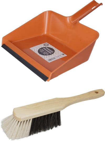 Brumag Stoffer en blik set Freya - blik kunststof - terra - 38 x 30 cm - zachte borstel 30 cm