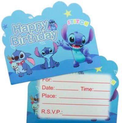 ProductGoods - 10 Stuks Verjaardag Uitnodigingskaartjes Stich - Uitnodigingskaarten Stich - Verjaardagsfeest - Themafeest - Kinderfeestje - Invulbaar - Stich - Kinderen