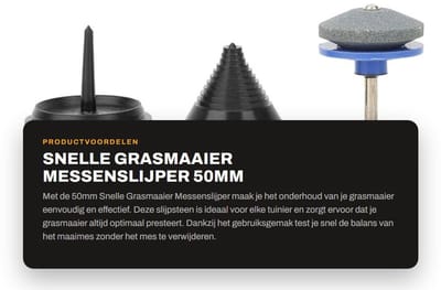 Dailygoods - Snelle Grasmaaier Messenslijper - 50mm Slijpsteen - Voor Outdoor Gebruik - Grasmaaier Onderhoud - Geschikt voor Grastrimmers